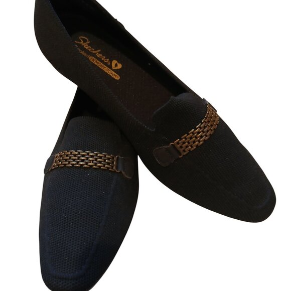 Skechers Shoes - SKECHERS Black Loafers with Brass Chain Detail 8M